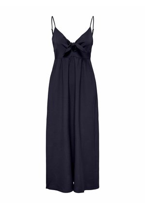 Jūras zila kleita ar loku detaļu priekšpusē, plāni siksniņas un plūstoša siluets. Izgatavota no viegla auduma, kas nodrošina komfortu un gaisa caurlaidību.