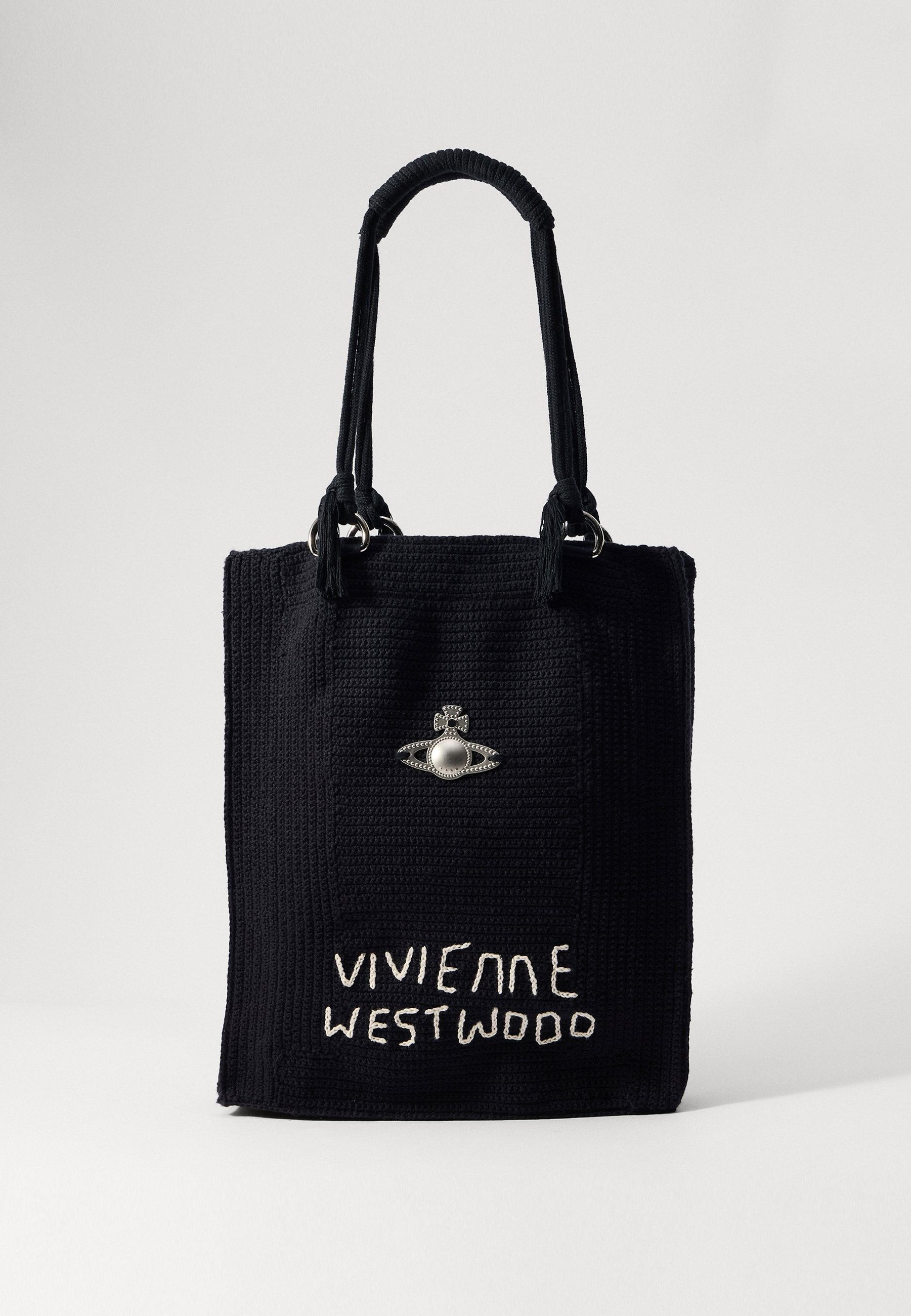 Vivienne Westwood｜ (MABEL CROCHET TOTE SMALL (4D030001U Mabel Small Tote in BLUE-WEED-LEAF | Vivienne Westwood®