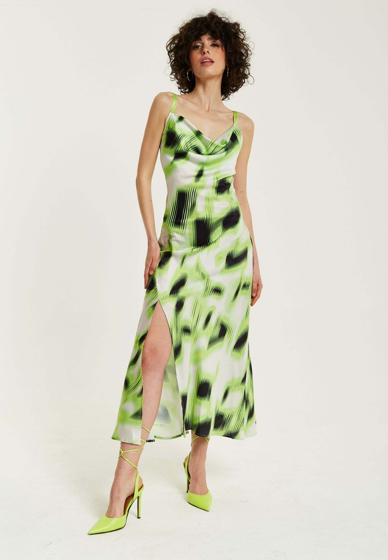 Liquorish ABSTRACT PRINT COWL NECK - Maxi dress - green