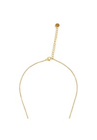 Goldene Metallkettenschmuck mit einem zarten Design, einem Karabinerverschluss und einer verstellbaren Kette für eine individuelle Passform.