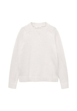 Svetri svetlo sive boje z ribanim pletenjem z okroglo ovratnikom in raglan rokavi, izdelan iz mehke tkanine, z odprtim krojem.