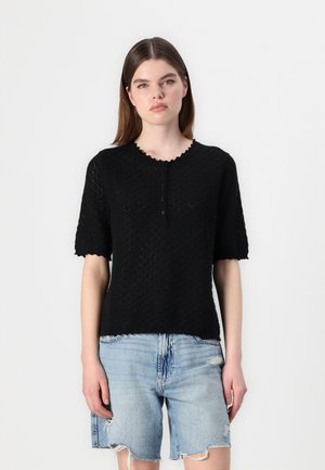 POINTELLE - Basic T-shirt - black