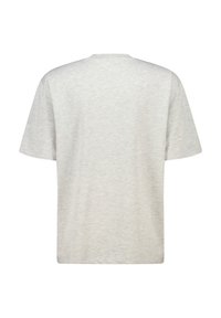 Gray short-sleeve T-shirt with a round neckline and a relaxed fit. Textured fabric in a light heather pattern, no visible logos or details.