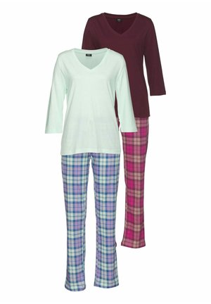 2 PACK - Pyjama - mint/kariert/bordeaux/kariert