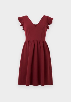 VILA, VICLARA FLOUNCE SLEEVES DRESS - Vestido informal - burgundy