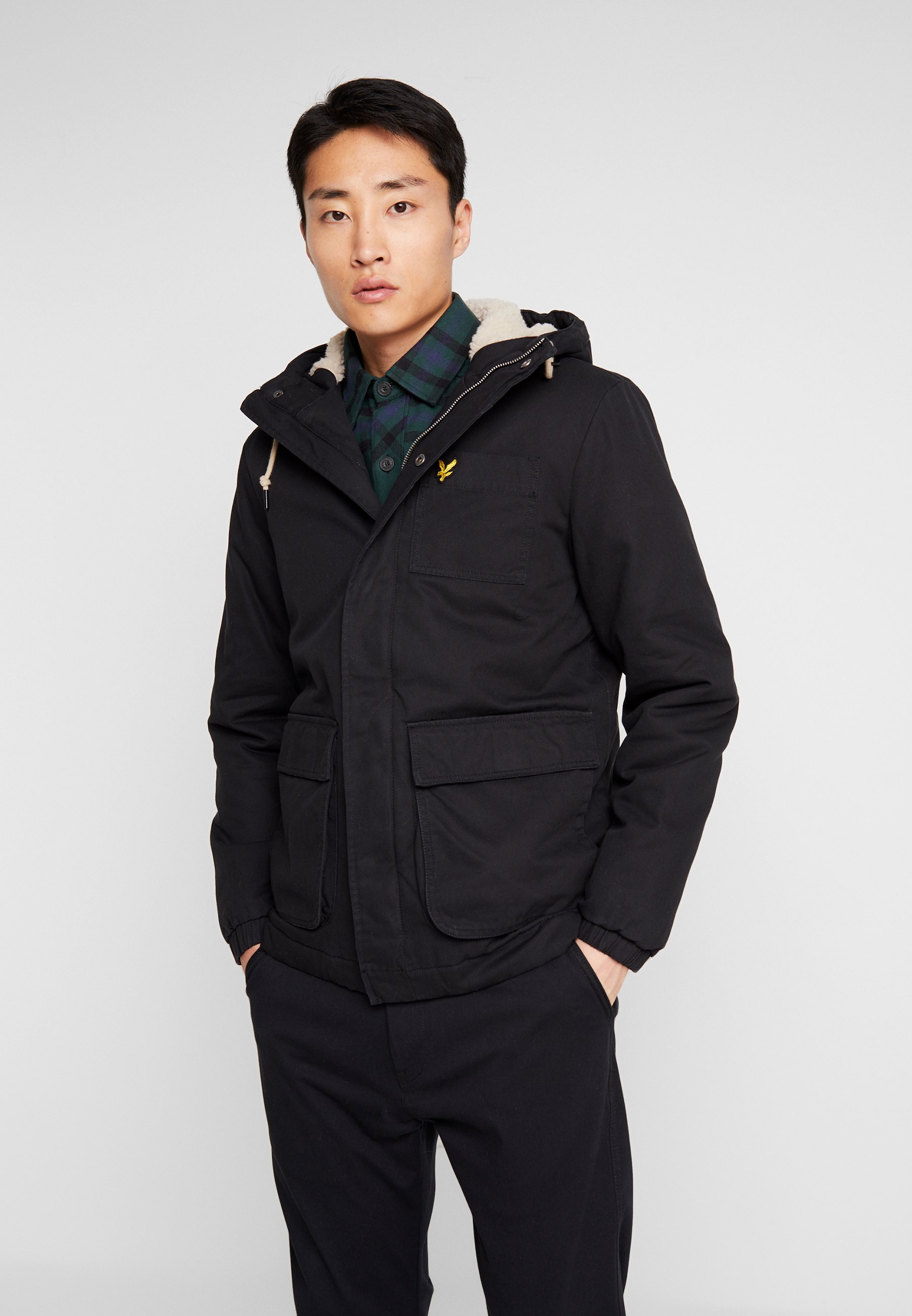 Lyle & Scott WADDED JACKET WITH FAUX SHEEPSKIN Lyle & Scott Wadded Jacket True Black hos