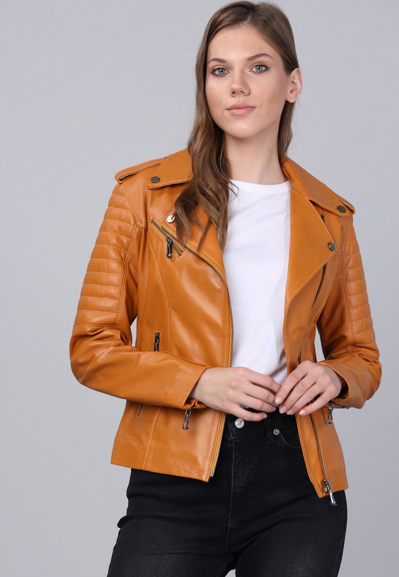 Damen Leichte Jacken | Basics and More Lederjacke camel - VO43337 Damen Leichte Jacken | Basics and More Lederjacke camel - VO43337