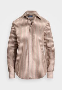 CLASSIC FIT STRIPED COTTON-LINEN SHIRT - Ing - brown/white
