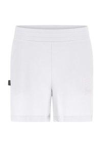 Bílé šortky s hladkou texturou, na přední straně s vyšitým detailem "MAKE IT HAPPEN" a elastickým pasem.