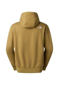 Hoody in mosterdgeel, katoenmengsel, voorzien van een kangoeroezak, geribbelde boorden en zoom, met een klein logo op de bovenrug.