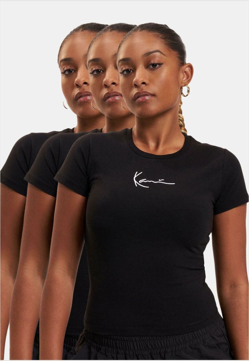 Karl Kani SMALL SIGNATURE PINSTRIPE TEE - Camiseta Estampada - Black