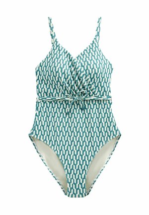SCION METSA BELTED TUMMY WRAP - Maillot de bain - blue white geometric