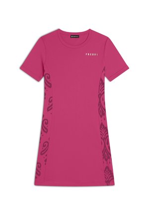 A MANICHE CORTE IN CON DETTAGLI  - Vestito di maglina - beetrootpurple aop ikatfuchsia