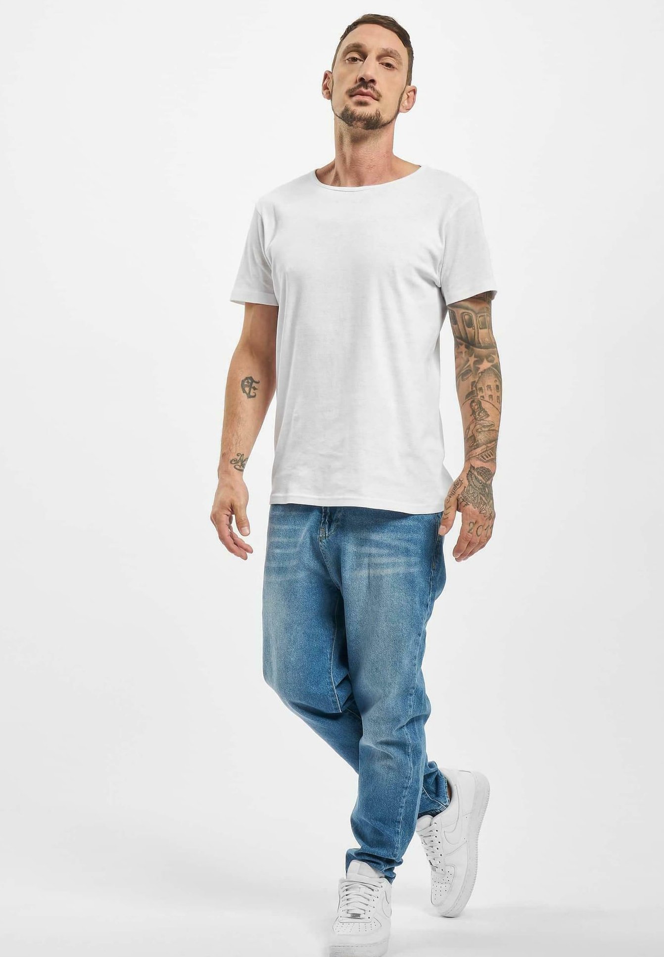 Blue straight leg jeans