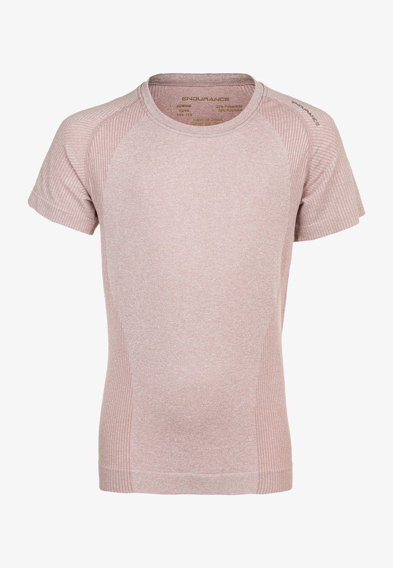 Roze sport t-shirt met korte mouwen, gemaakt van een mix van polyamide en polyester. Beschikt over gestructureerde zijpanelen voor ventilatie.