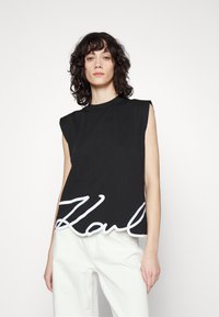 KARL LAGERFELD SIGNATURE TANK - Majica kratkih rukava s printom - black