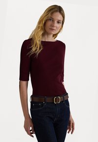 Lauren Ralph Lauren STRETCH COTTON BOATNECK TEE - T-shirts - pinot noir