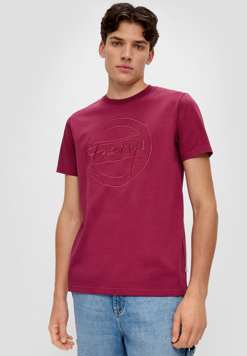 QS MIT STICKEREI - T-Shirt print - himbeere