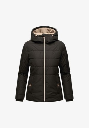 Mustmustatud padjaga jakk, millel on lukuga esiosa, beež voodriga kapuuts ja küljetaskud. Omab roosakuldseid aktsente ja räbaldatud mansette.