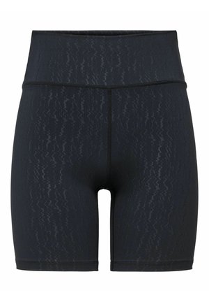 Sorte atletikshorts med høj talje, subtil bølget tekstur og flade sømme, designet til aktivt brug og komfort.