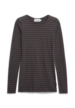 ARMEDANGELS EINIAARA STRIPES - Langarmshirt - walnut cream dark steel