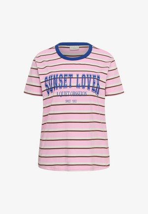 Kaffe Curve, KCELONA T-SHIRT - T-shirt imprimé - pink carafe chalk stripe