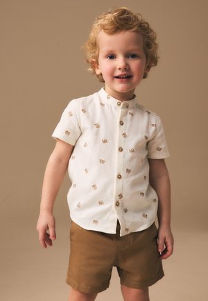 Next, REGULAR FIT - SHORT SLEEVE GRANDAD COLLAR PRINTED - Chemise - ecru bear all over print