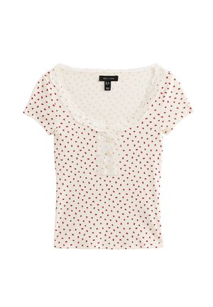 New Look Curves, DITSY PRINT TRIM HENLEY - Camiseta estampada - off white