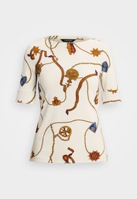 Lauren Ralph Lauren Petite PRINT STRETCH COTTON BOATNECK TEE - Triko s potiskem - cream multi