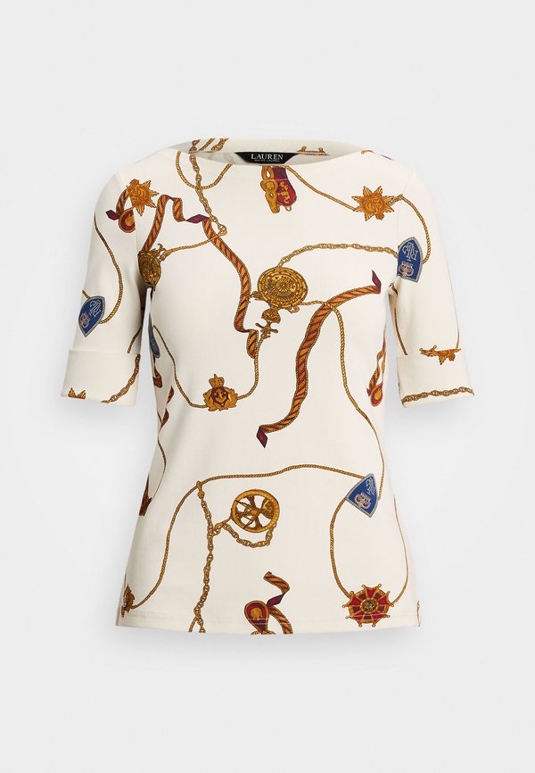 PRINT STRETCH COTTON BOATNECK TEE - Print T-shirt - cream multi2