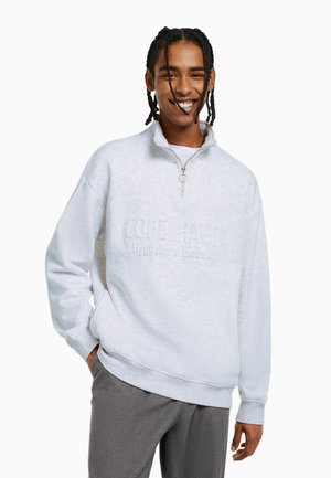 HIGH NECK ZIP-UP - Sweatshirt - mottled grey