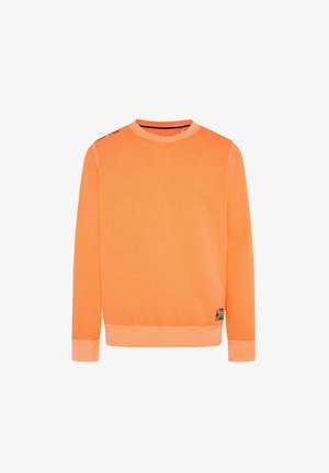 Pomarańczowa bluza z długimi rękawami i okrągłym dekoltem. Posiada ściągacze na mankietach i u dołu. Zawiera małą metkę z graficznym akcentem.