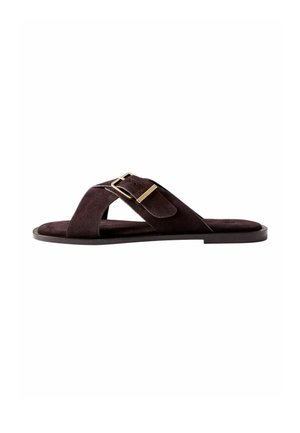 THE SET, REGULAR FIT - X-STRAP SLIP ON MULE SANDALS . - Slip-on sandaler - chocolate brown suede