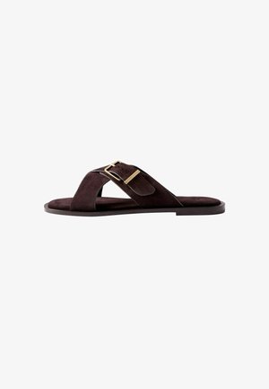 THE SET, REGULAR FIT - X-STRAP SLIP ON MULE SANDALS . - Slip-on sandaler - chocolate brown suede