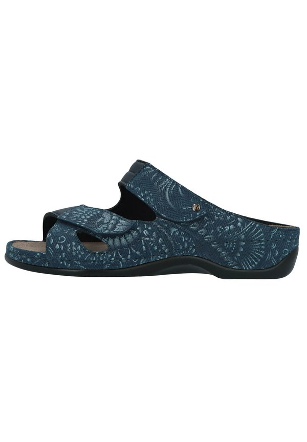JANNA - Pantolette flach - blau schwarzer  denim