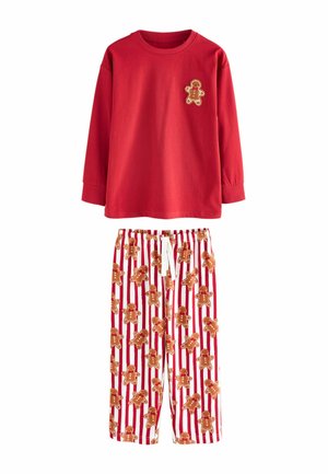 REGULAR FIT - SINGLE FAMILY CHRISTMAS SET - Pyžamová sada - red cream gingerbread stripe