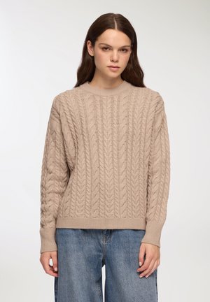CON LAVORAZIONE A TRECCE - Maglione - tortora
