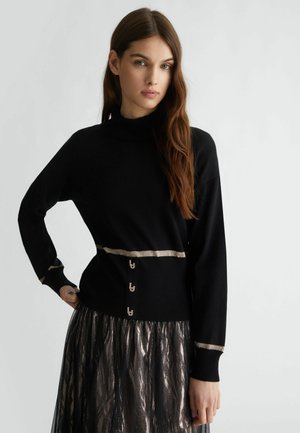 LIU JO, TURTLENECK WITH LOGO - Maglione - brown
