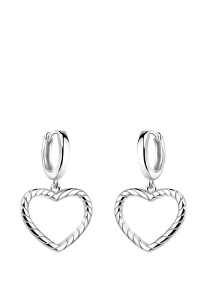 RIBBED HEART - Orecchini - silver coloured
