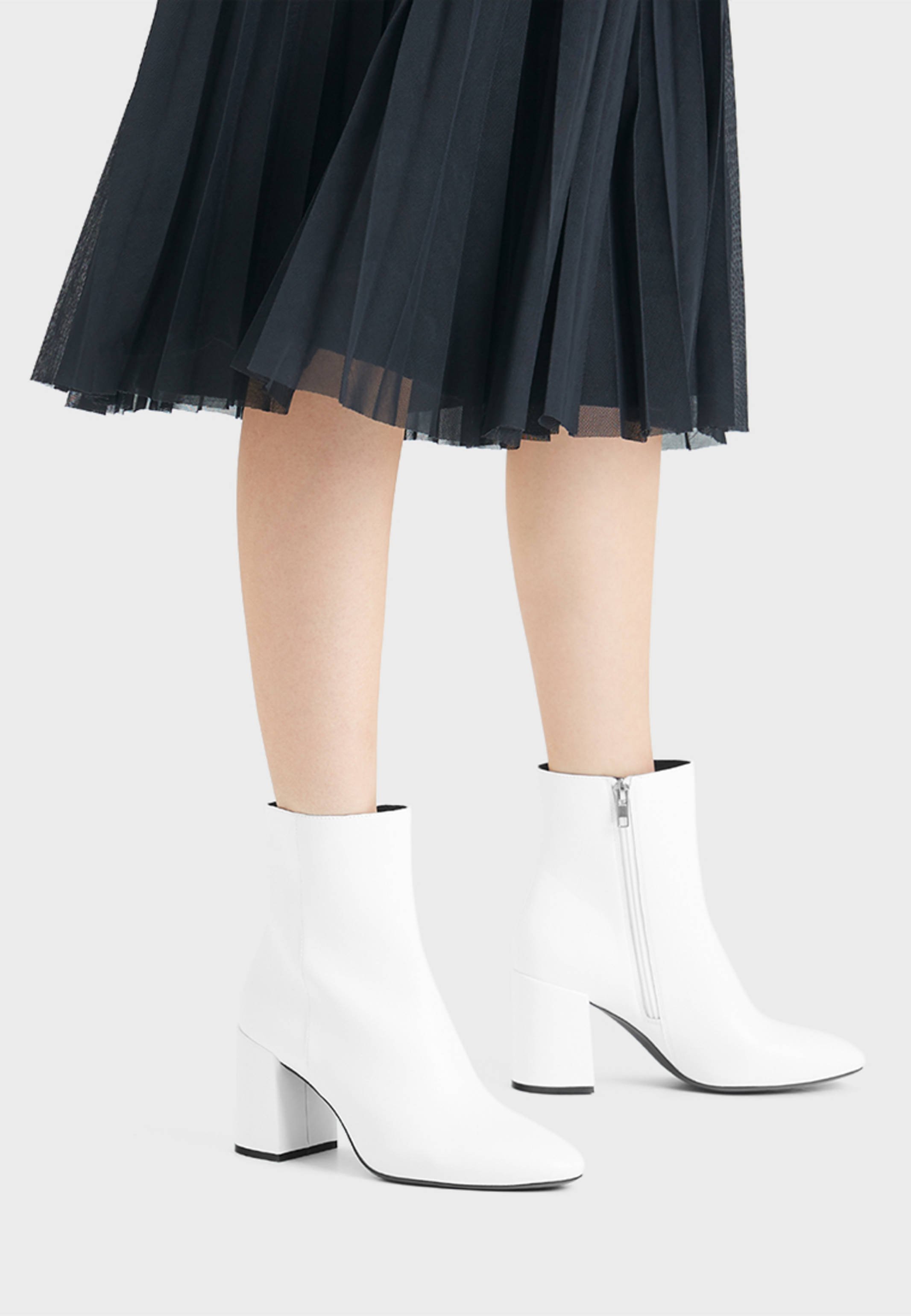 Bershka Korte laarzen - white/wit - Zalando.nl