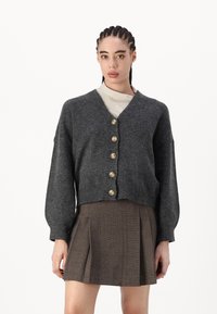 Vero Moda VMLEAF V-NECK - Cardigan - dark grey melange
