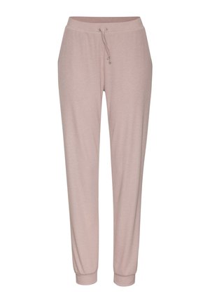 Helle rosa tapered Jogginghosen mit elastischem Bund und Kordelzug, ausgestattet mit gerippter Textur und eng anliegenden Bündchen an den Knöcheln.