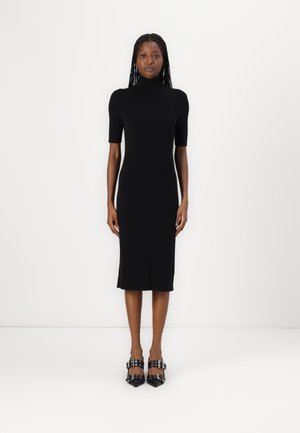 COMFORT MOCK NECK DRESS - Abito in maglia - black