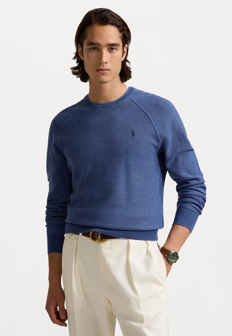 Polo Ralph Lauren TEXTURED COTTON CREWNECK SWEATER - Striktrøje - blue combo