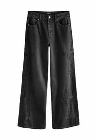 EMBROIDERED WIDE LEG - Džinsi ar platām starām - black