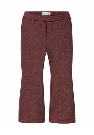 Kinder maroon-farbene, glitzernde Strickhosen mit einem breiten elastischen Bund und ausgeweiteten Beinen.