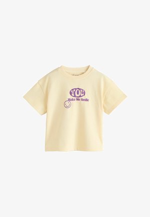 Next, REGULAR FIT - SMILE SLOGAN T-SHIRT . - Printtipaita - yellow