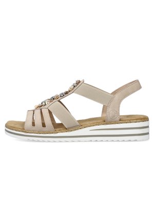 Sandalen met sleehak - beige