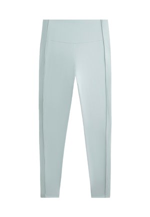 Leggings sportivi azzurri chiari, realizzati in un tessuto morbido e elasticizzato. Presentano un alto ventre e pannelli laterali texturizzati per un tocco di dettaglio in più.