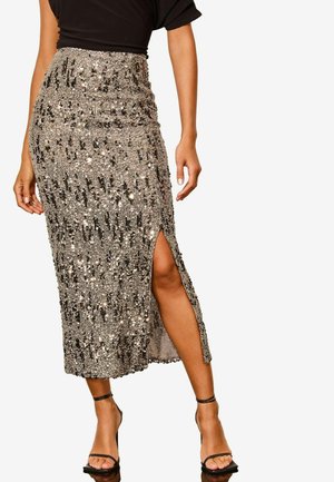 Lipsy SEQUIN MIDI  - Pouzdrová sukně - silver